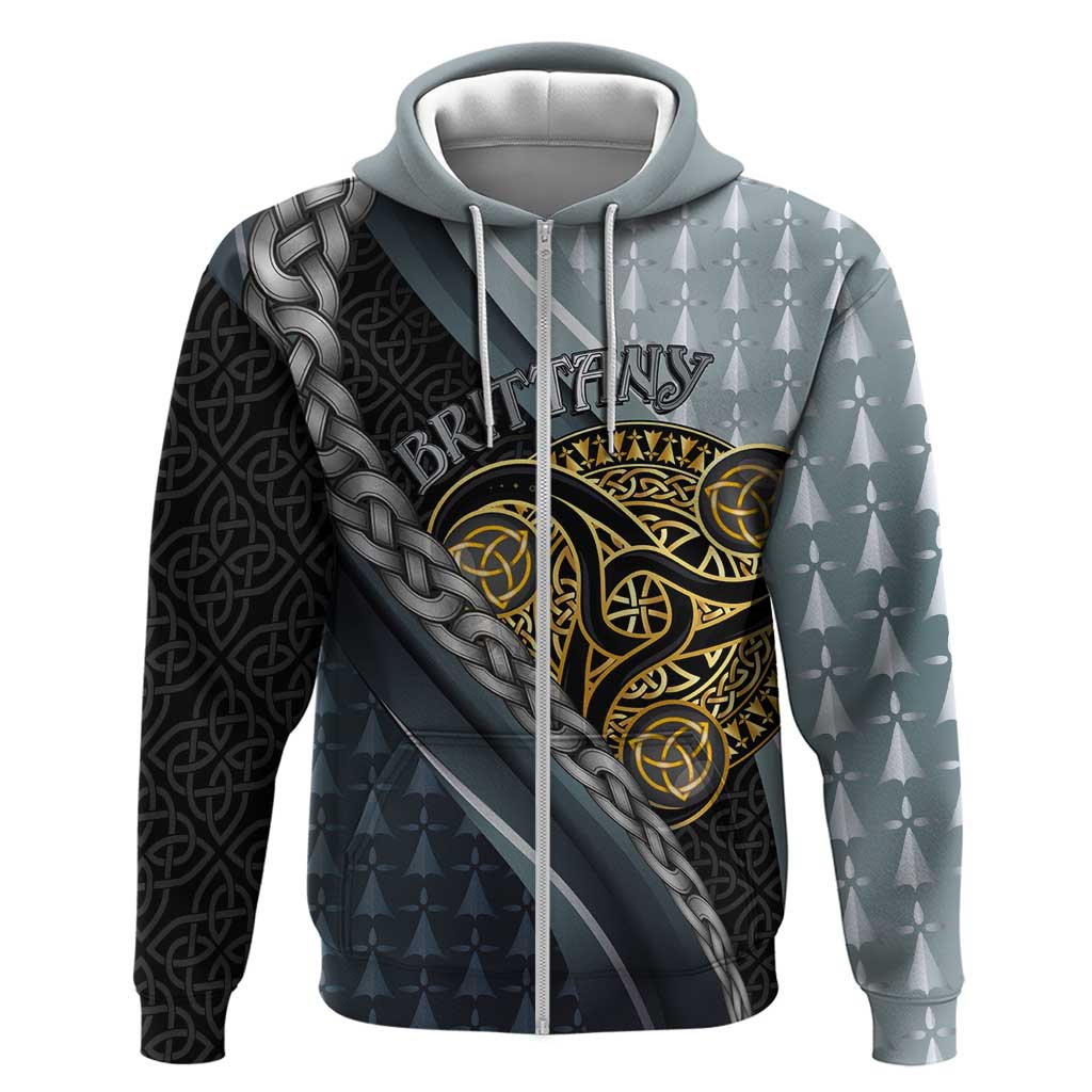 Brittany Triskele Celtic Hoodie Silver and Gold Sporty Style LT03