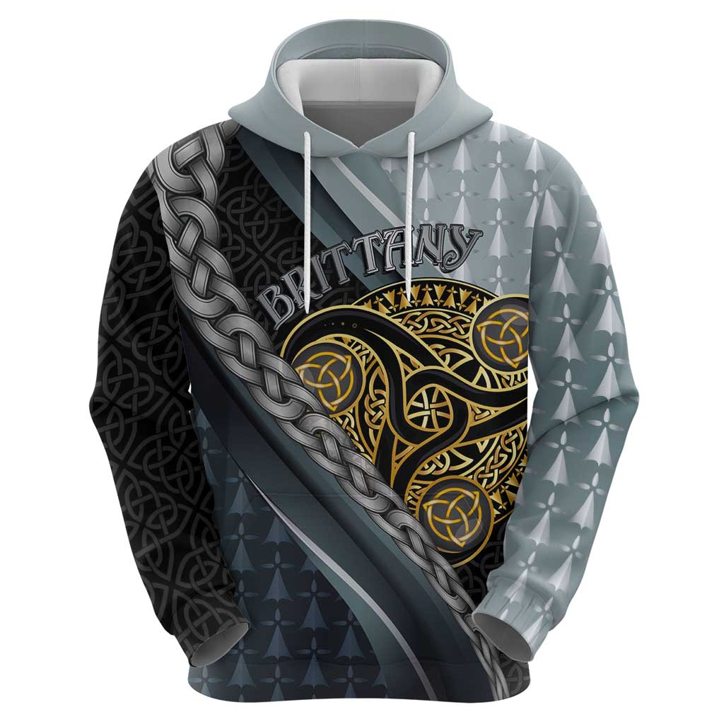 Brittany Triskele Celtic Hoodie Silver and Gold Sporty Style LT03