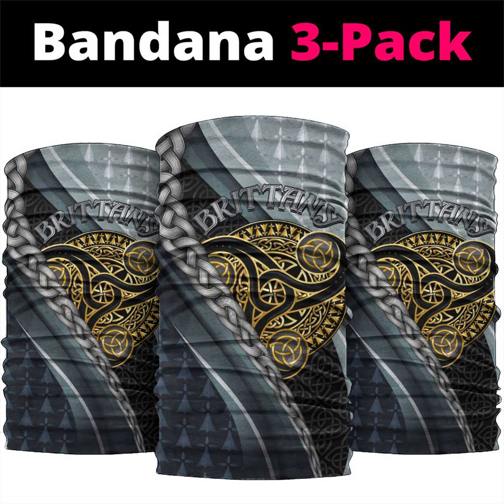 Brittany Triskele Celtic Neck Gaiter Silver and Gold Sporty Style LT03