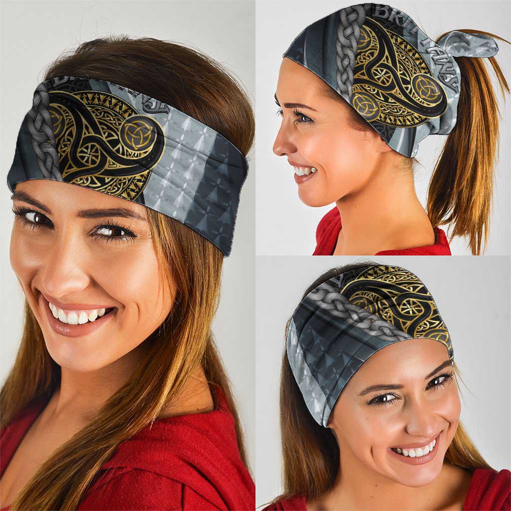 Brittany Triskele Celtic Neck Gaiter Silver and Gold Sporty Style LT03
