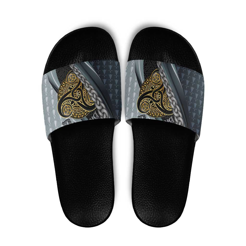 Brittany Triskele Celtic Slide Sandals Silver and Gold Sporty Style LT03