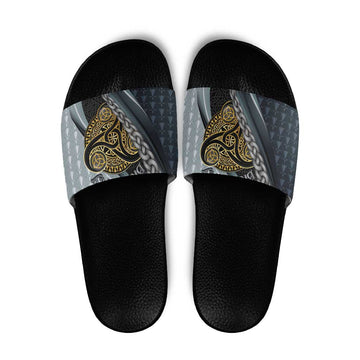 Brittany Triskele Celtic Slide Sandals Silver and Gold Sporty Style LT03