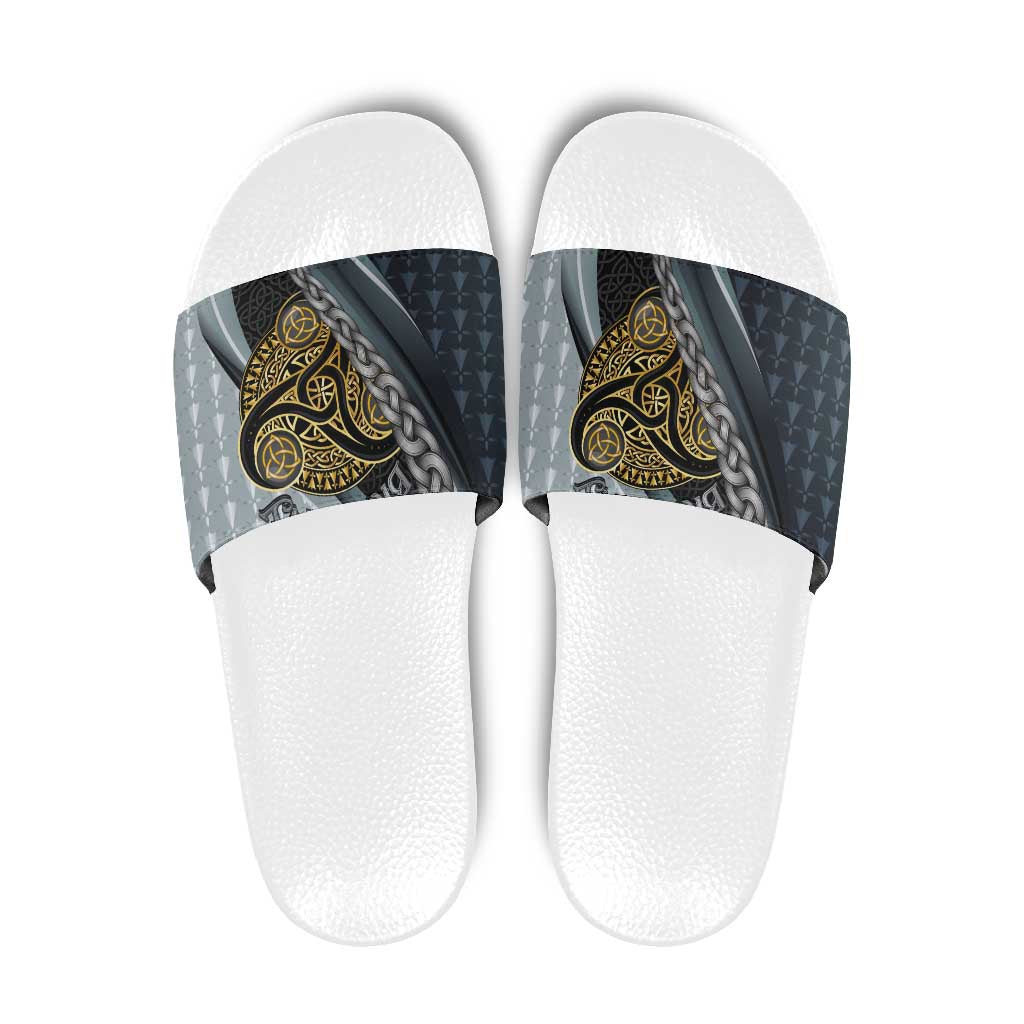 Brittany Triskele Celtic Slide Sandals Silver and Gold Sporty Style LT03