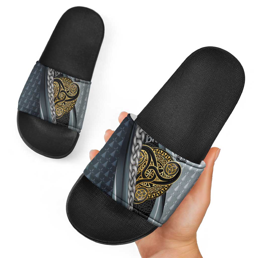 Brittany Triskele Celtic Slide Sandals Silver and Gold Sporty Style LT03
