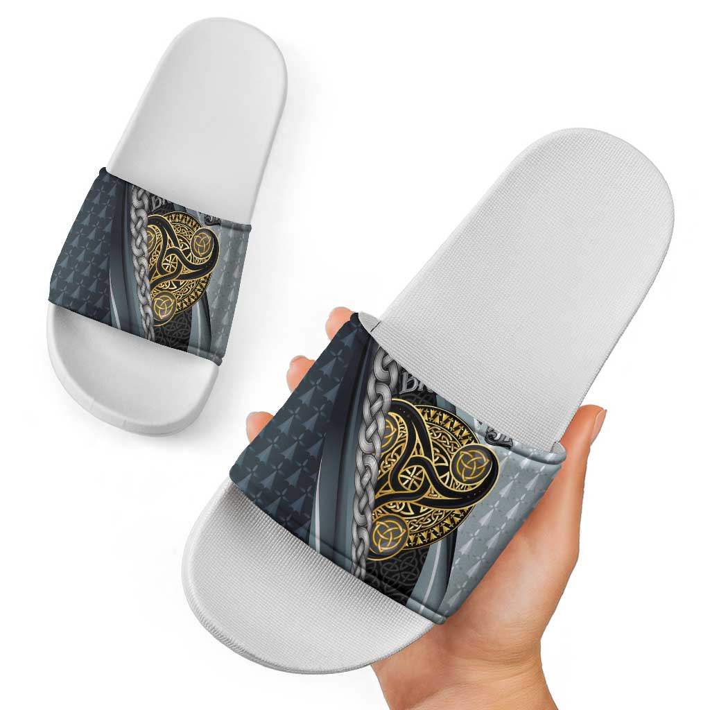 Brittany Triskele Celtic Slide Sandals Silver and Gold Sporty Style LT03