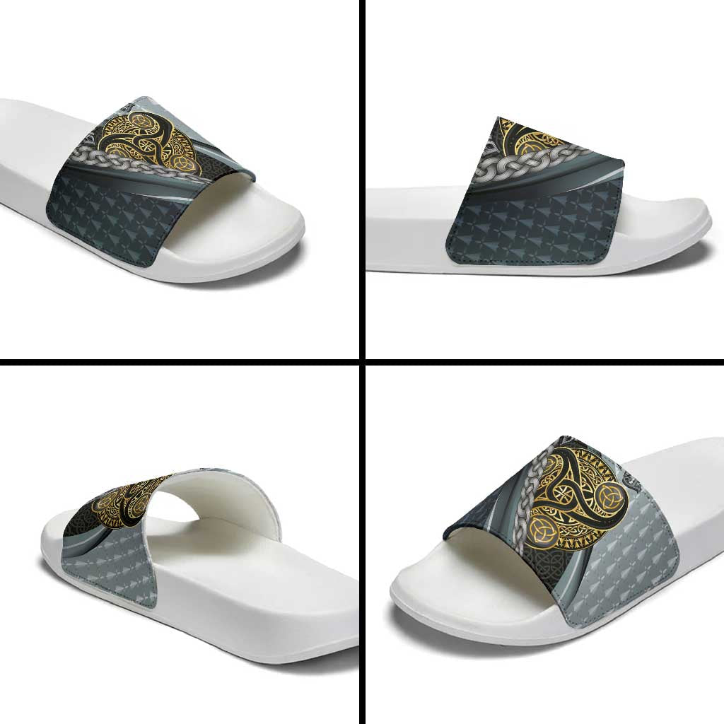 Brittany Triskele Celtic Slide Sandals Silver and Gold Sporty Style LT03