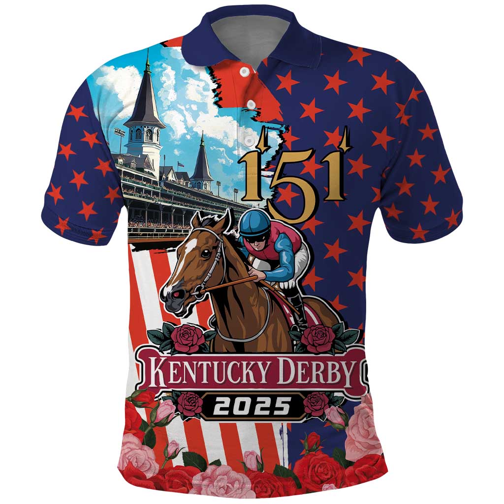 Kentucky Horses Racing 2025 Polo Shirt Anniversary 151st The Race for the Roses LT03