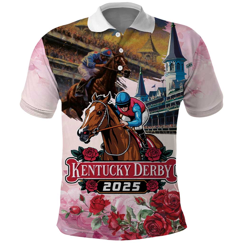 Kentucky Horses Racing 2025 Polo Shirt Churchill Downs The Race for the Roses LT03