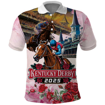 Kentucky Horses Racing 2025 Polo Shirt Churchill Downs The Race for the Roses LT03