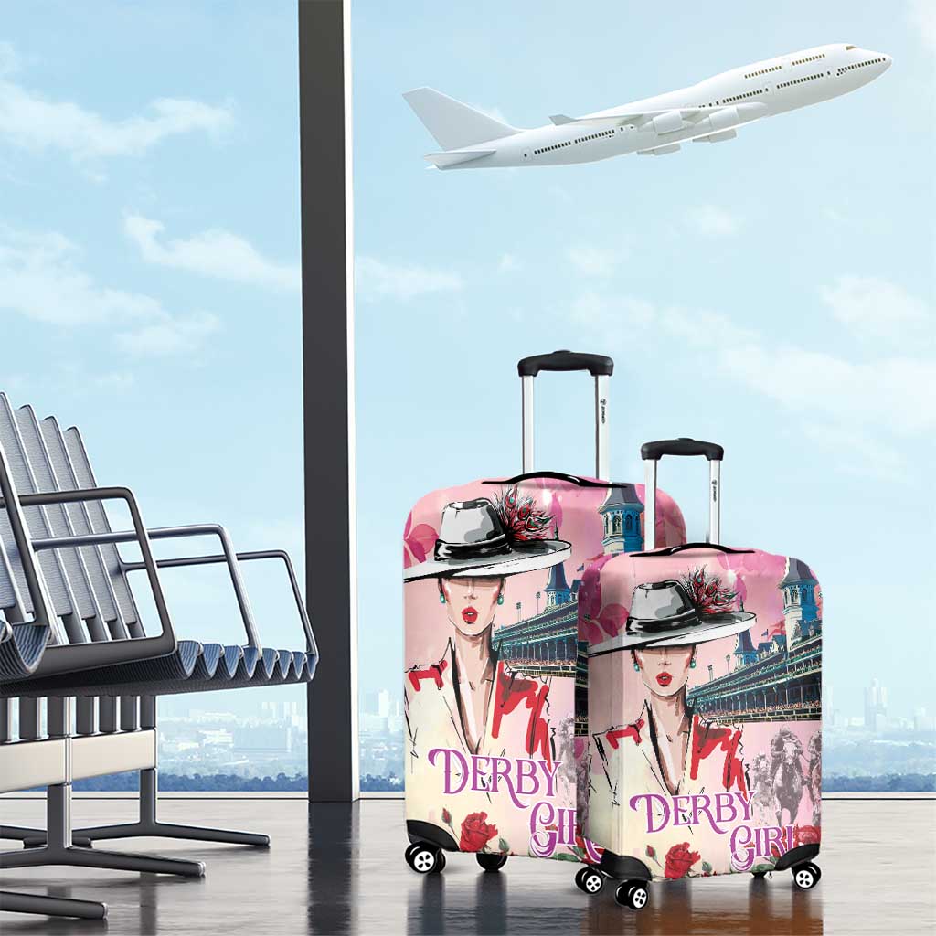 Kentucky Horses Racing Luggage Cover Churchill Downs Derby Girl Watercolor Style LT03