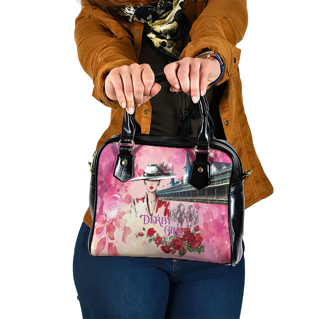 Kentucky Horses Racing Shoulder Handbag Churchill Downs Derby Girl Watercolor Style LT03