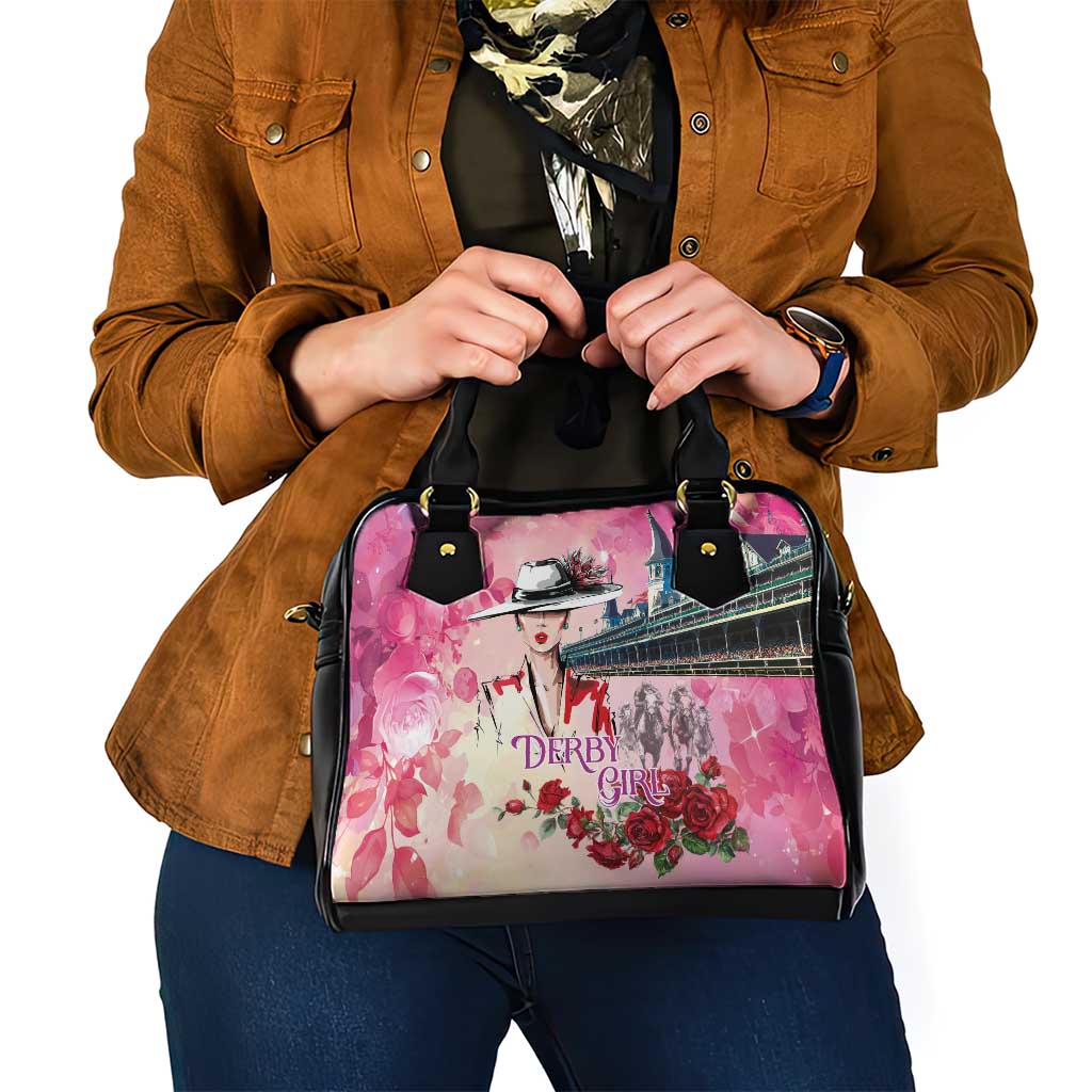Kentucky Horses Racing Shoulder Handbag Churchill Downs Derby Girl Watercolor Style LT03