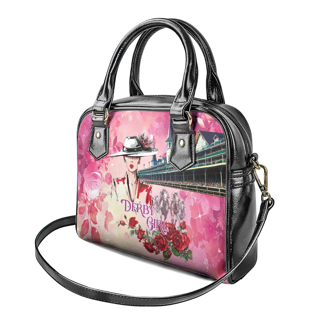 Kentucky Horses Racing Shoulder Handbag Churchill Downs Derby Girl Watercolor Style LT03
