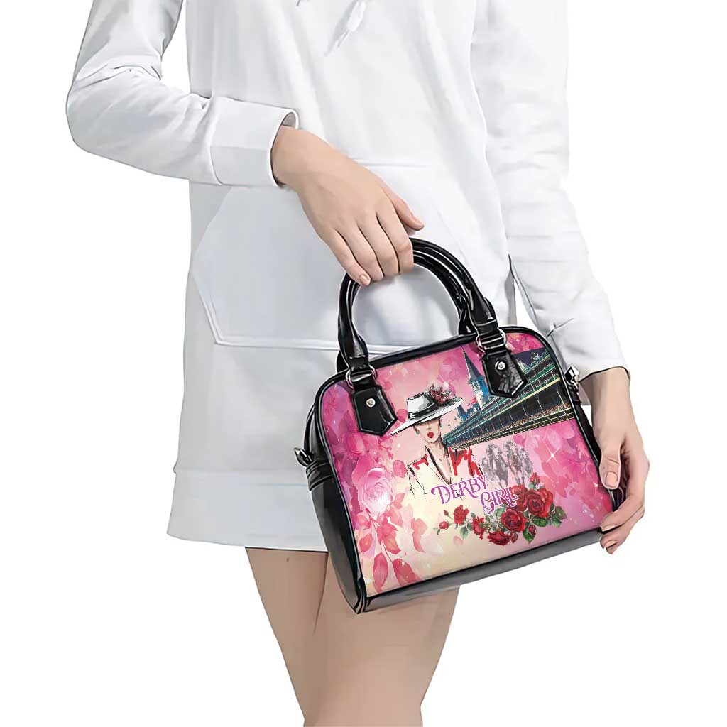Kentucky Horses Racing Shoulder Handbag Churchill Downs Derby Girl Watercolor Style LT03