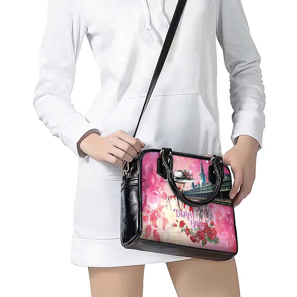 Kentucky Horses Racing Shoulder Handbag Churchill Downs Derby Girl Watercolor Style LT03