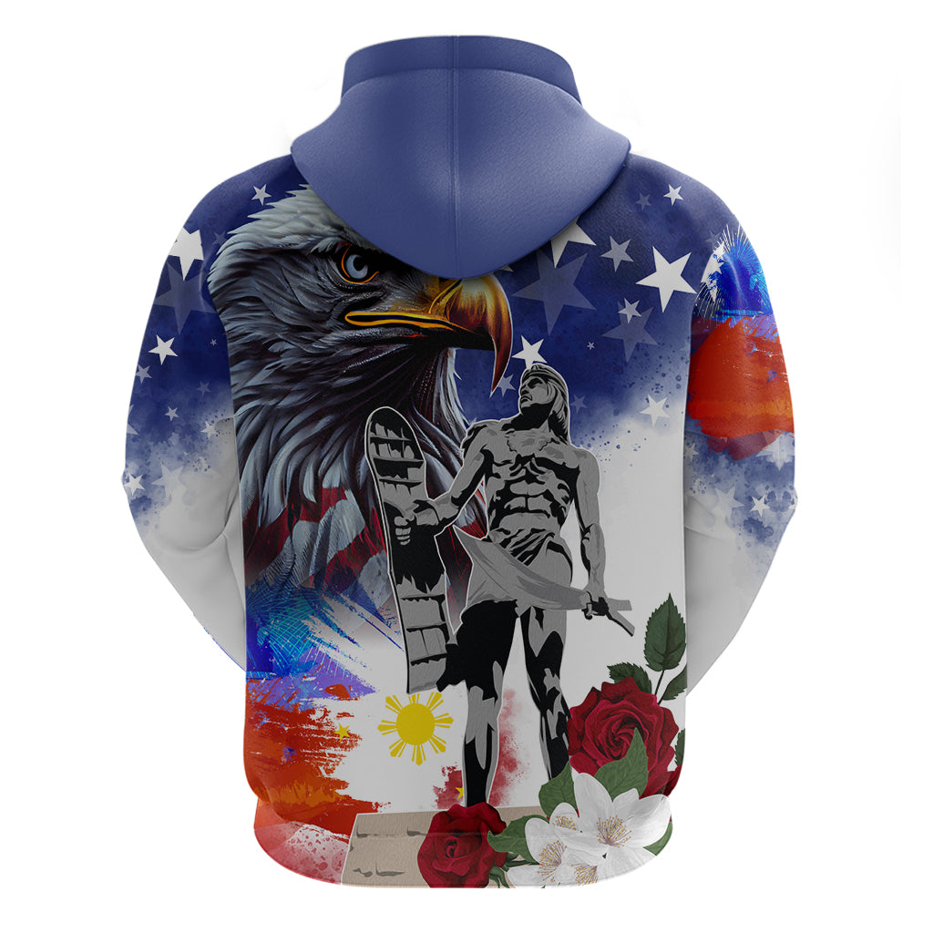 Philippines and American Together Hoodie Filipino Lapulapu and Bald Eagle LT03