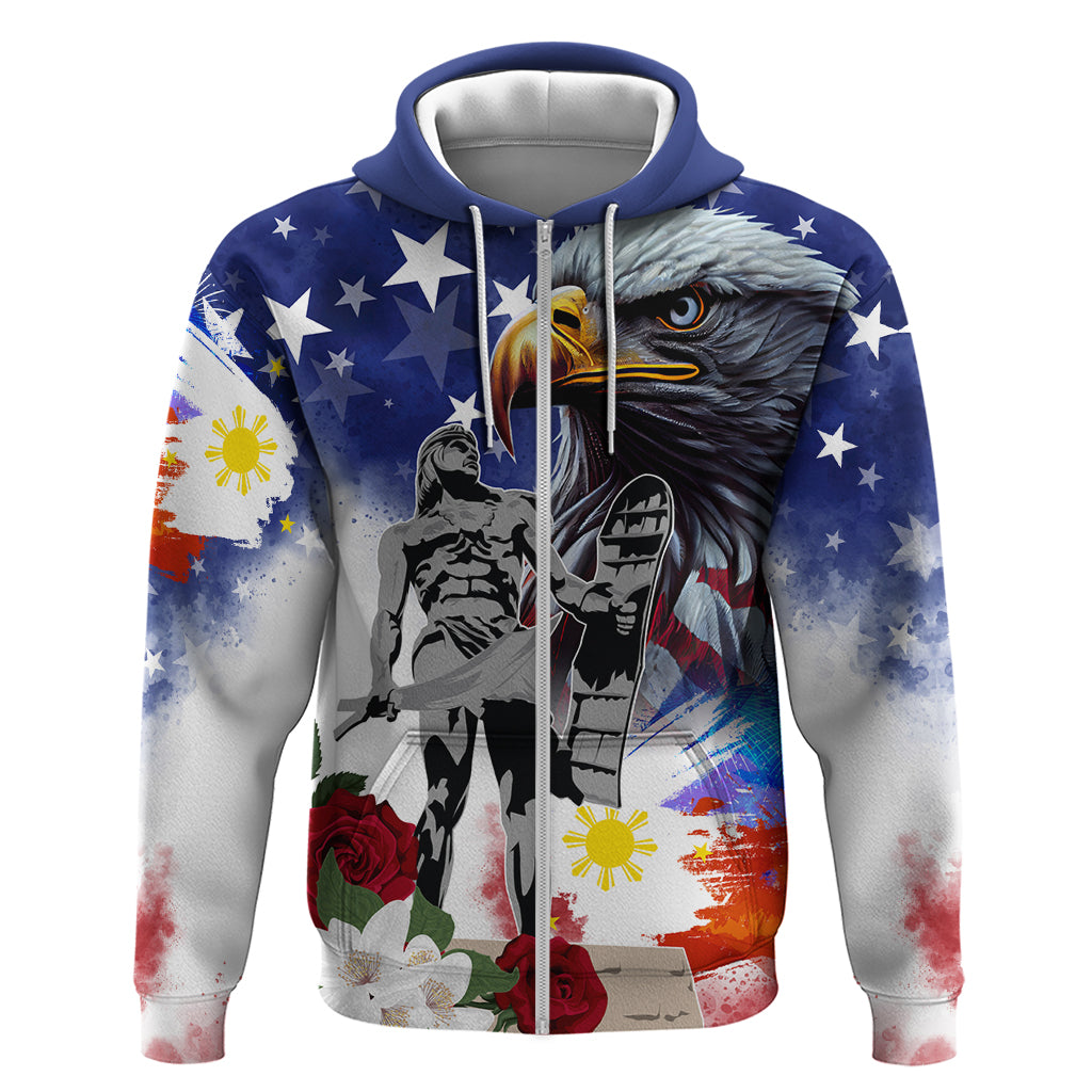 Philippines and American Together Hoodie Filipino Lapulapu and Bald Eagle LT03