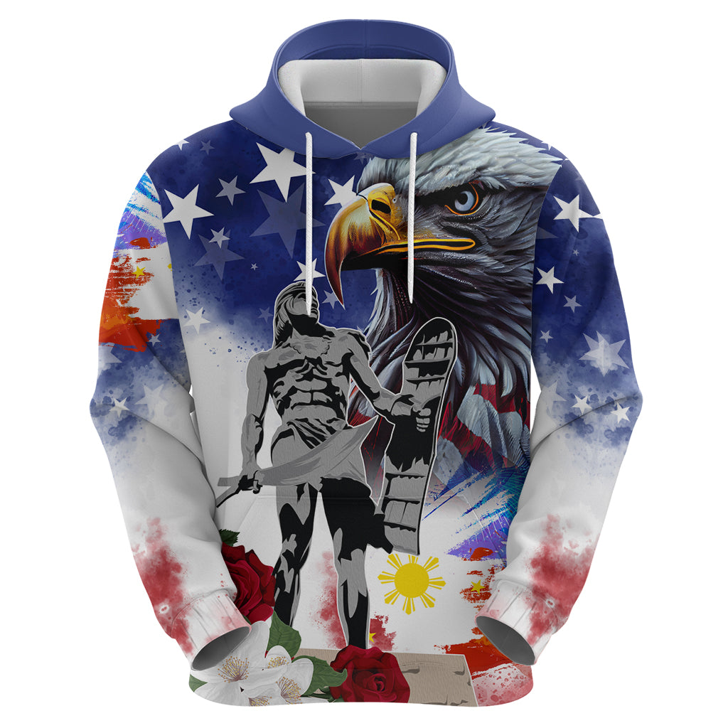 Philippines and American Together Hoodie Filipino Lapulapu and Bald Eagle LT03