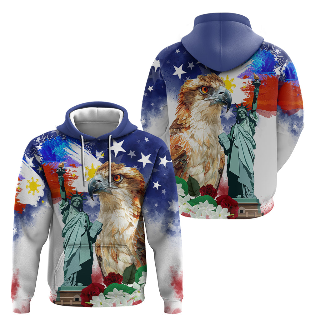 Philippines and American Together Hoodie Filipino Eagle and Statue of Liberty LT03