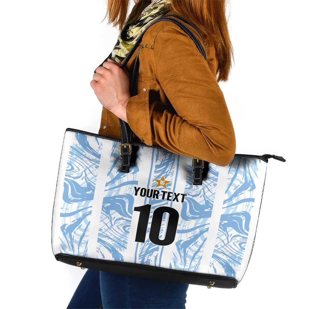 Custom Argentina Champion Football 2024 Leather Tote Bag La Albiceleste Campeon de America LT03