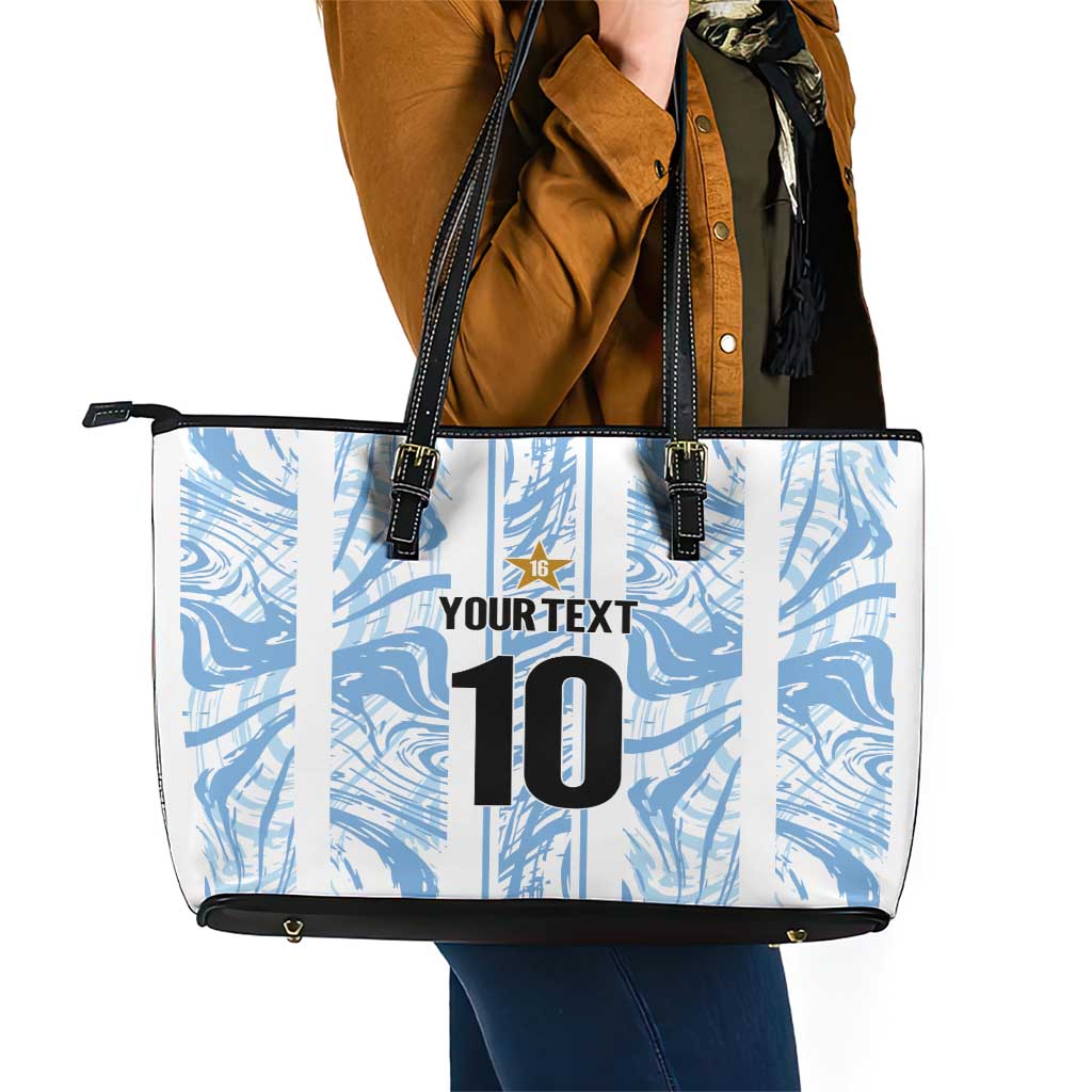 Custom Argentina Champion Football 2024 Leather Tote Bag La Albiceleste Campeon de America LT03