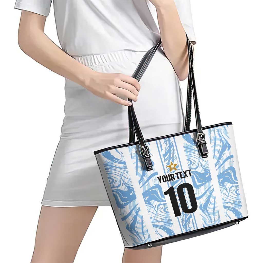 Custom Argentina Champion Football 2024 Leather Tote Bag La Albiceleste Campeon de America LT03