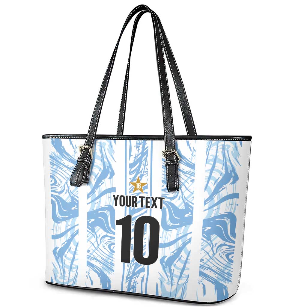 Custom Argentina Champion Football 2024 Leather Tote Bag La Albiceleste Campeon de America LT03