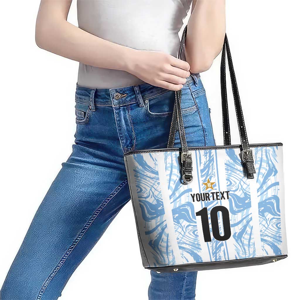 Custom Argentina Champion Football 2024 Leather Tote Bag La Albiceleste Campeon de America LT03