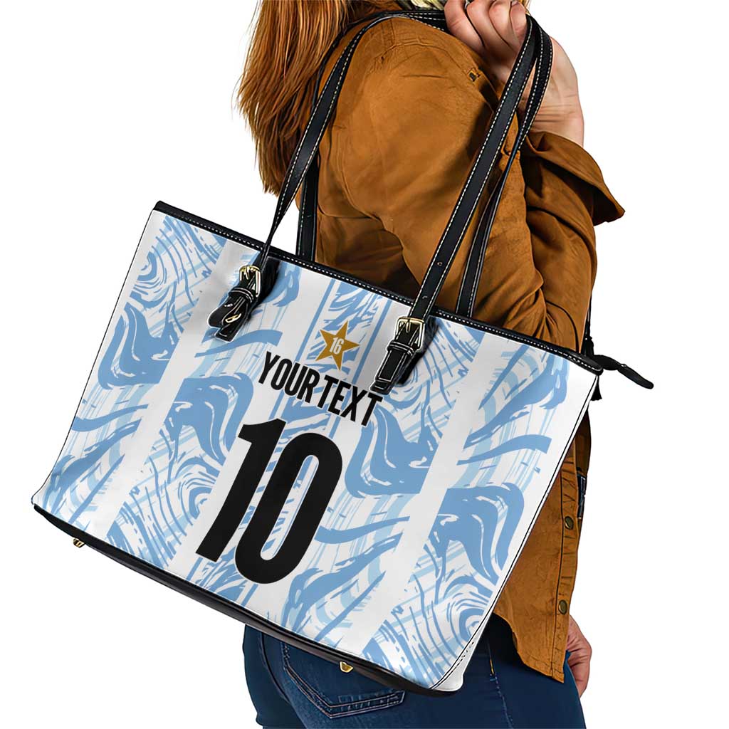 Custom Argentina Champion Football 2024 Leather Tote Bag La Albiceleste Campeon de America LT03