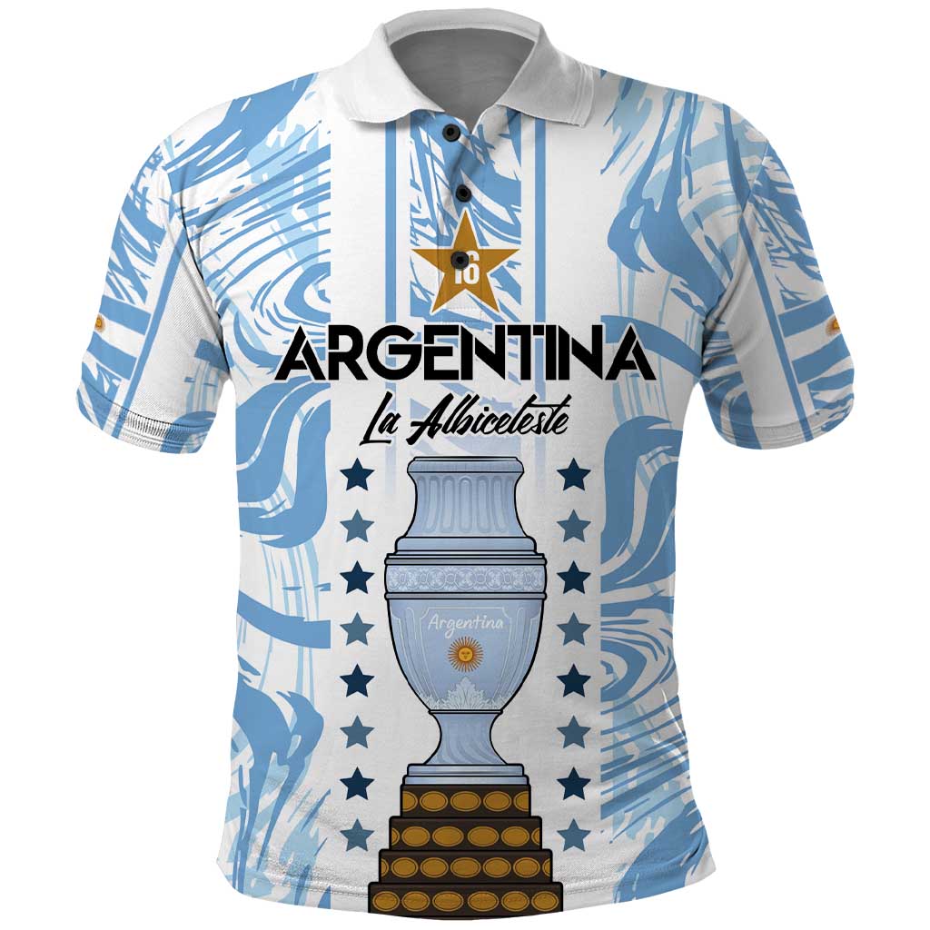 Custom Argentina Champion Football 2024 Polo Shirt La Albiceleste Campeon de America LT03