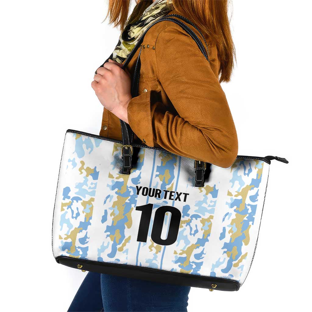 Custom Argentina Football Leather Tote Bag Vamos La Albiceleste Camouflage Style LT03