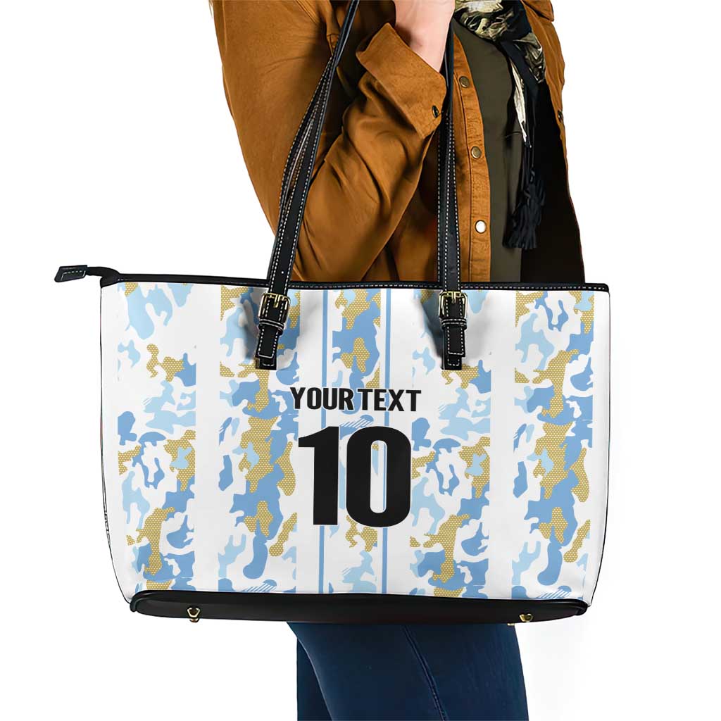 Custom Argentina Football Leather Tote Bag Vamos La Albiceleste Camouflage Style LT03
