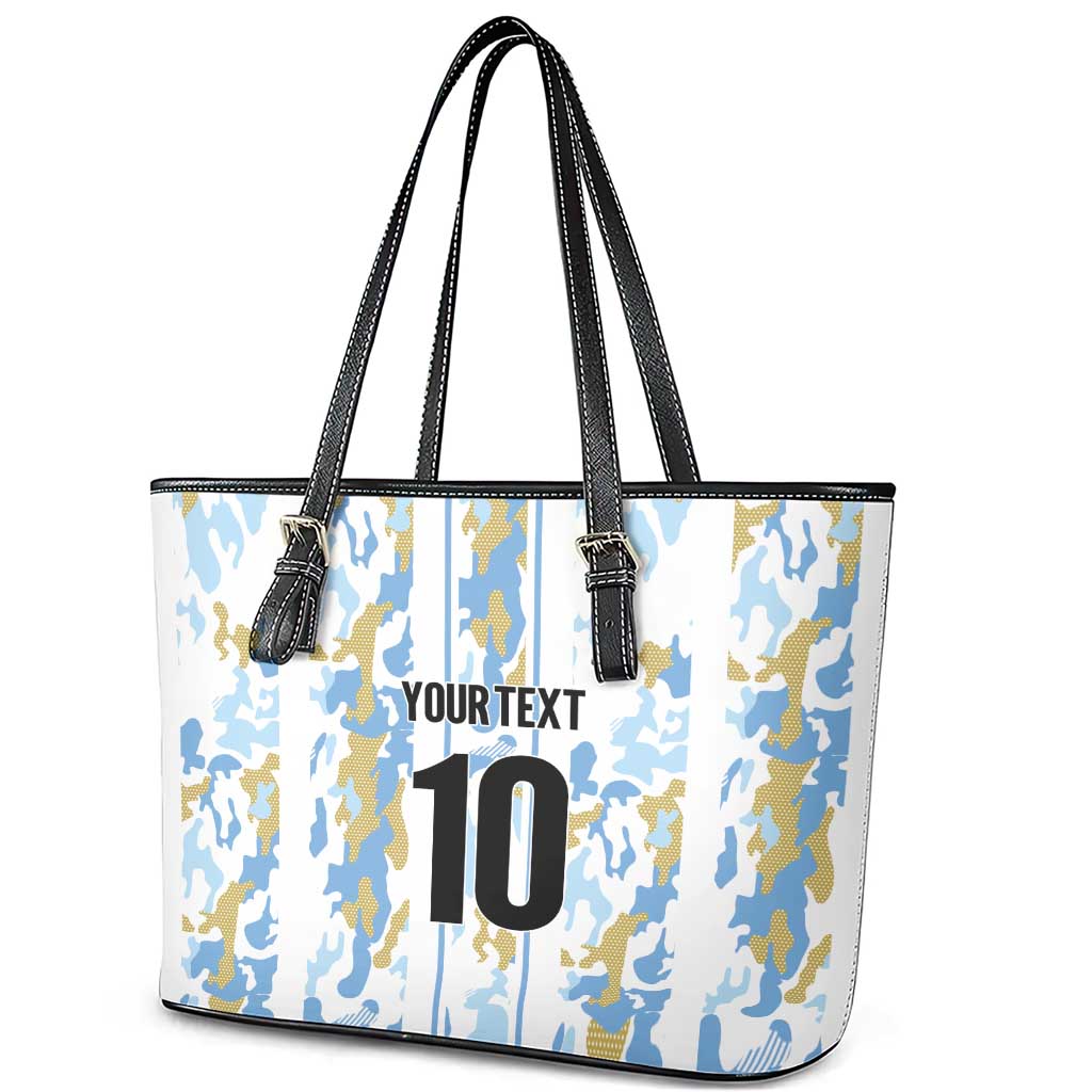 Custom Argentina Football Leather Tote Bag Vamos La Albiceleste Camouflage Style LT03