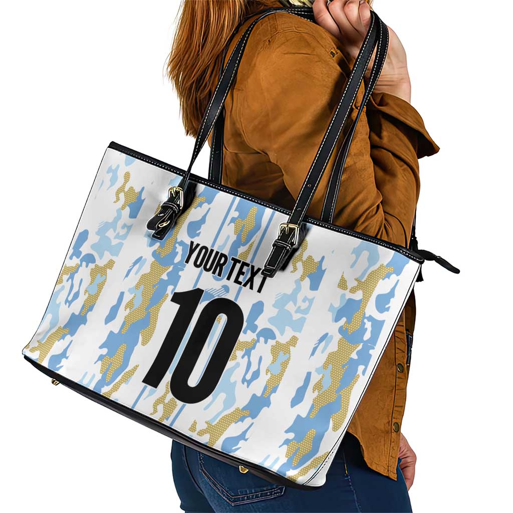 Custom Argentina Football Leather Tote Bag Vamos La Albiceleste Camouflage Style LT03
