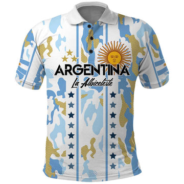 Custom Argentina Football Polo Shirt Vamos La Albiceleste Camouflage Style LT03