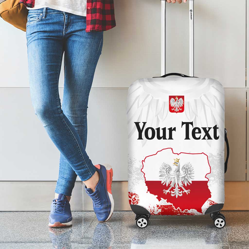 Personalized Polish National Flag Day Luggage Cover Polska White Eagle Grunge Style LT03