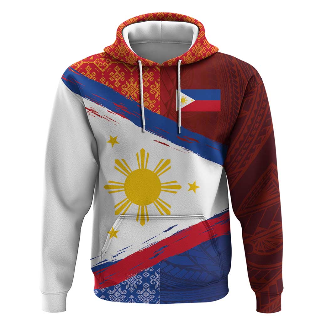 Philippines National Flag Day Hoodie Polynesian and Yakan Tattoo Brush Style LT03