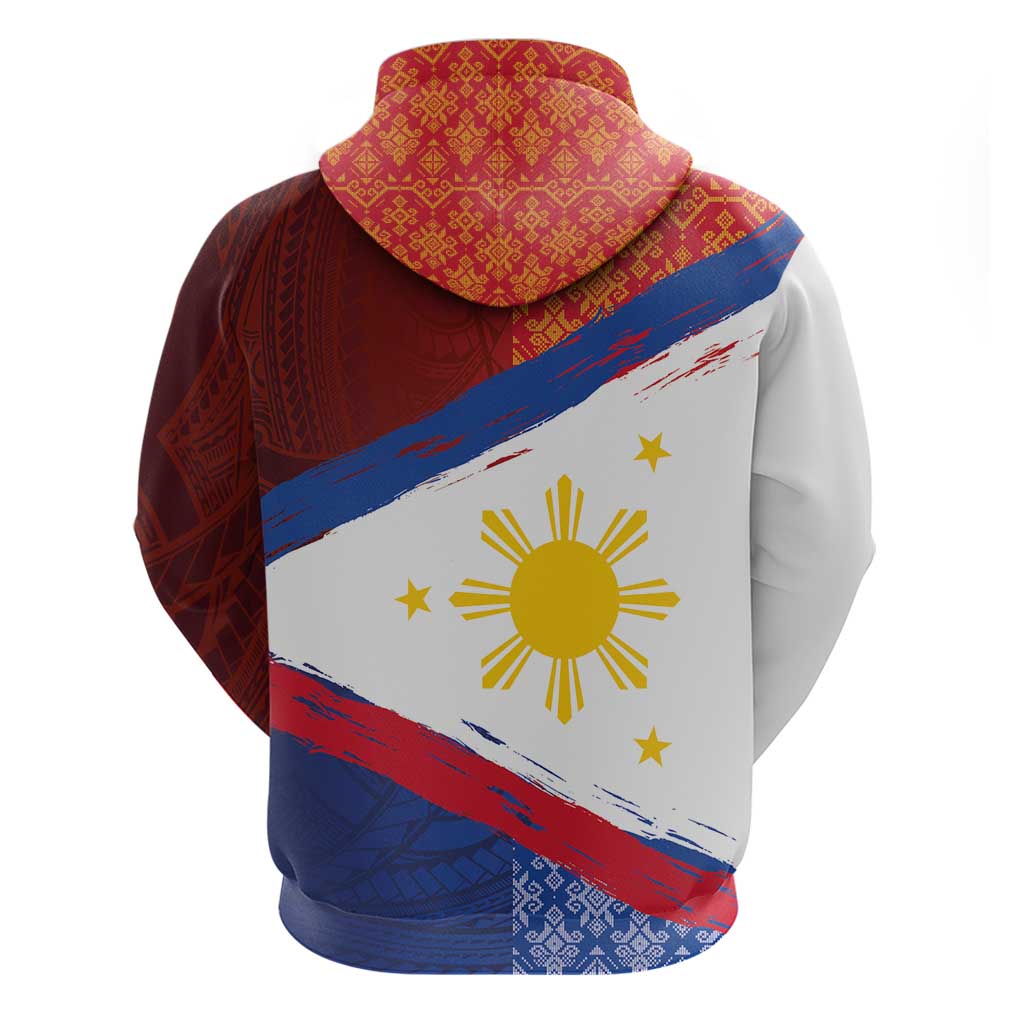 Philippines National Flag Day Hoodie Polynesian and Yakan Tattoo Brush Style LT03
