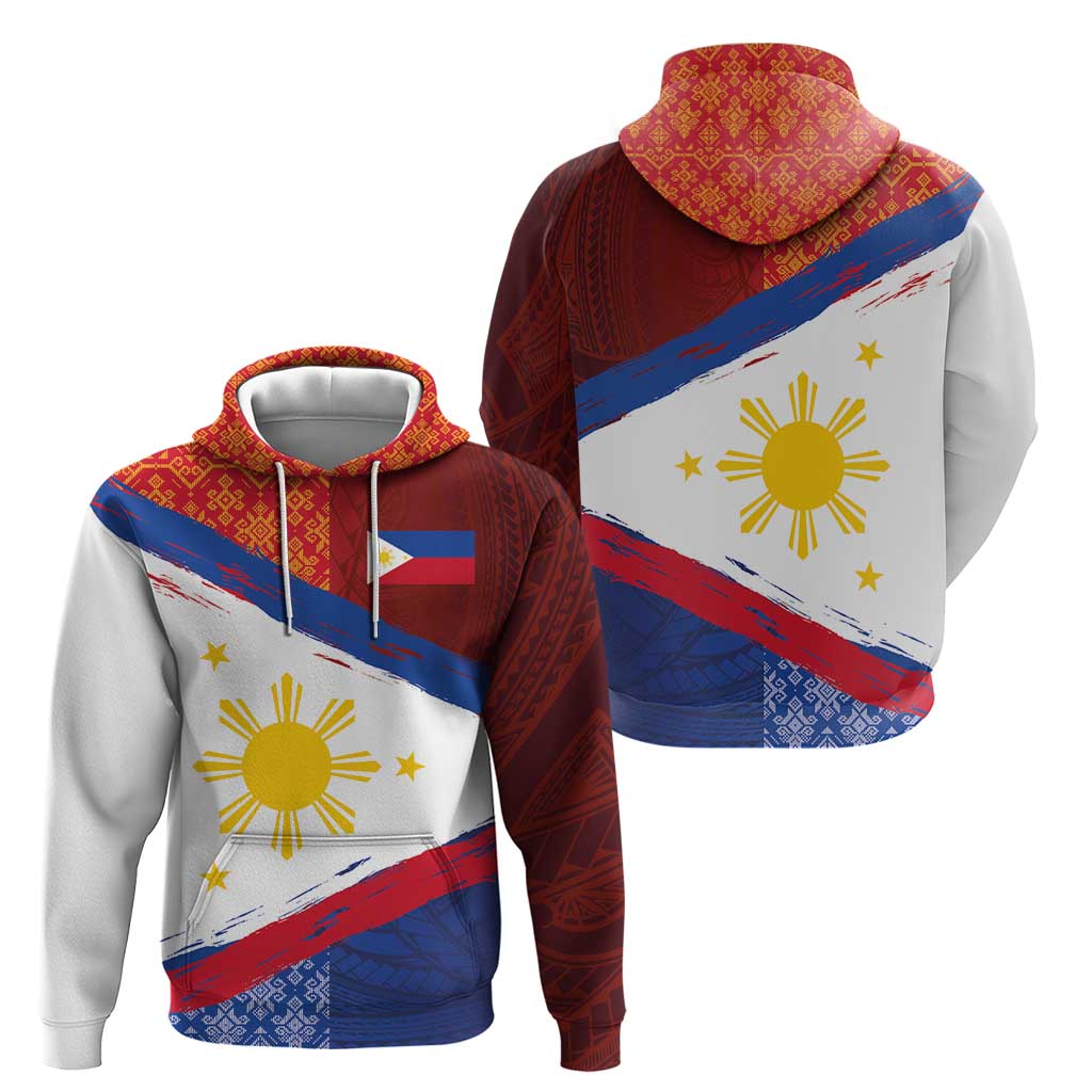 Philippines National Flag Day Hoodie Polynesian and Yakan Tattoo Brush Style LT03