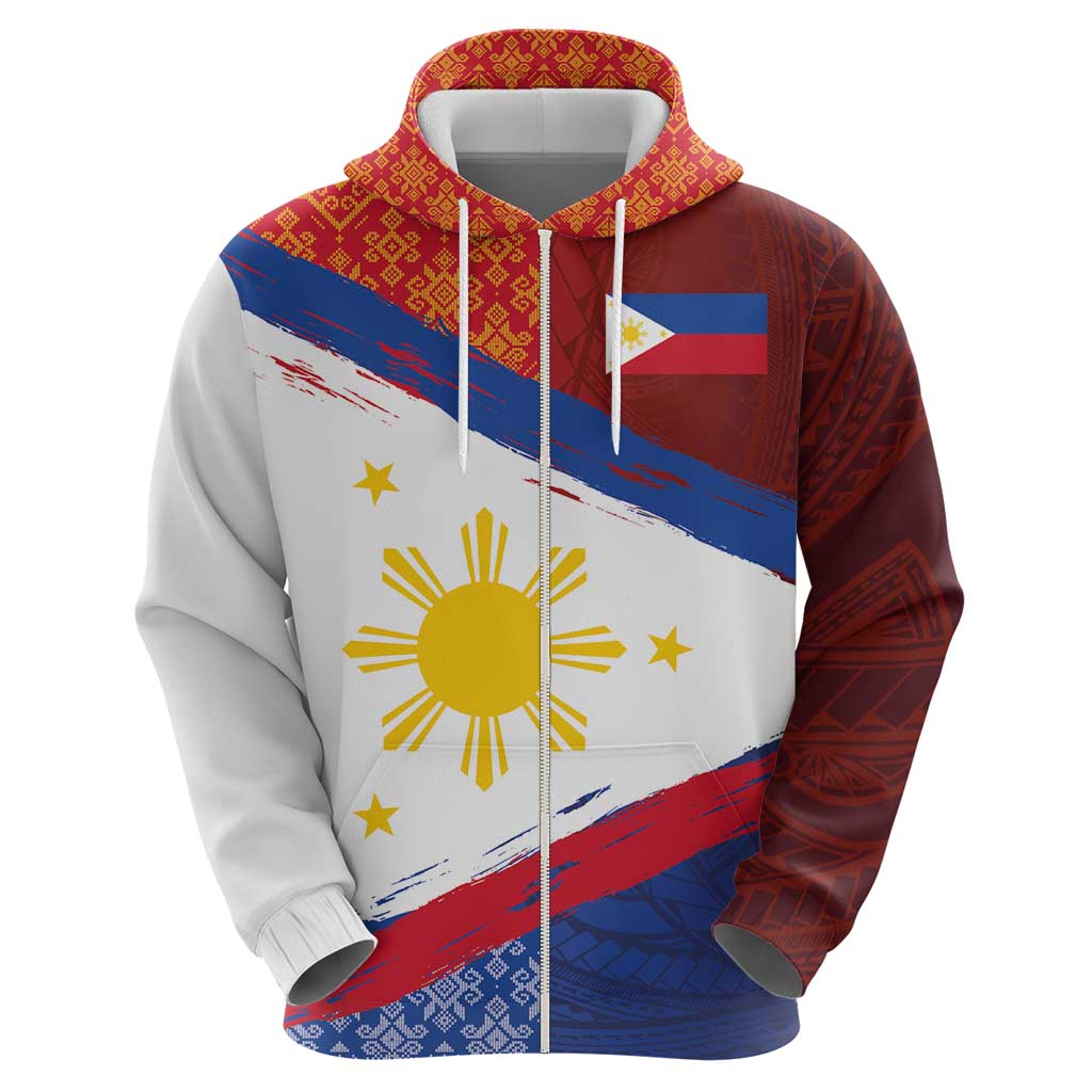 Philippines National Flag Day Hoodie Polynesian and Yakan Tattoo Brush Style LT03