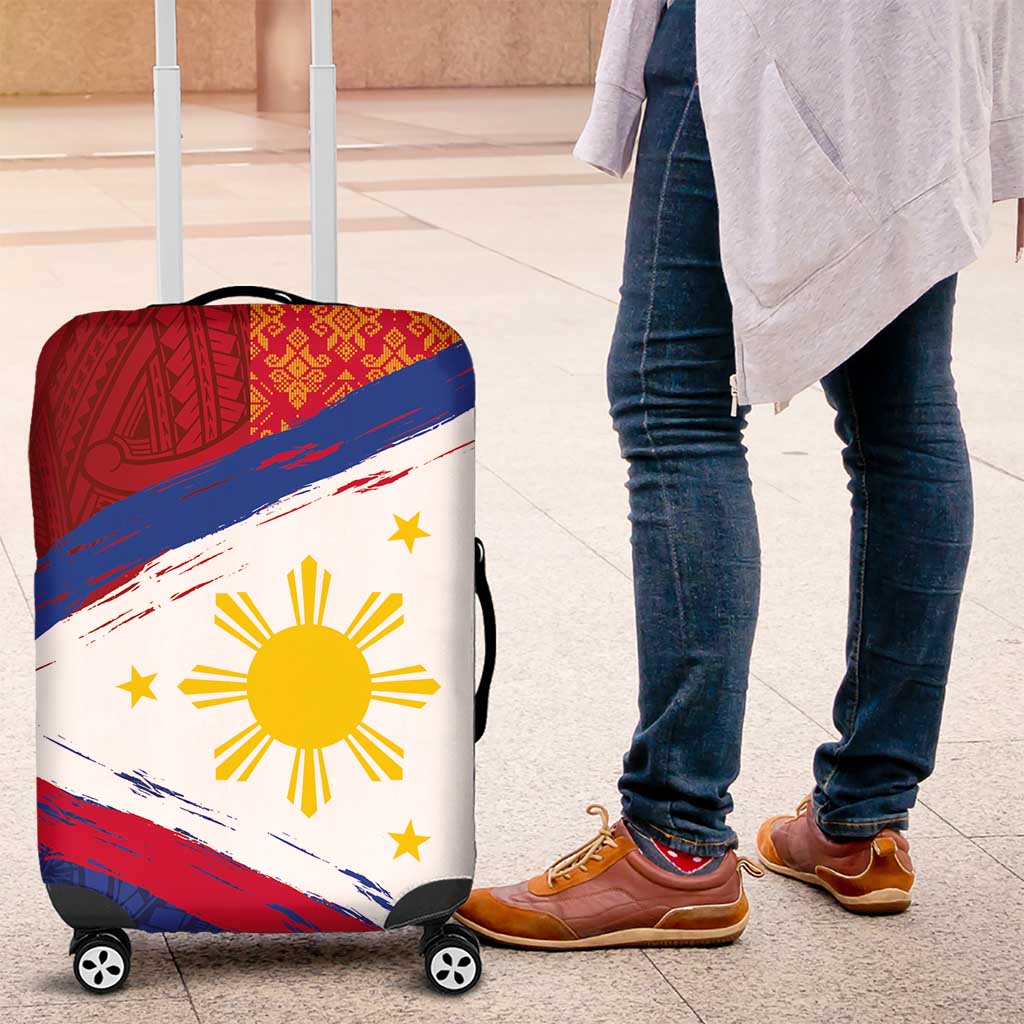 Philippines National Flag Day Luggage Cover Polynesian and Yakan Tattoo Brush Style LT03