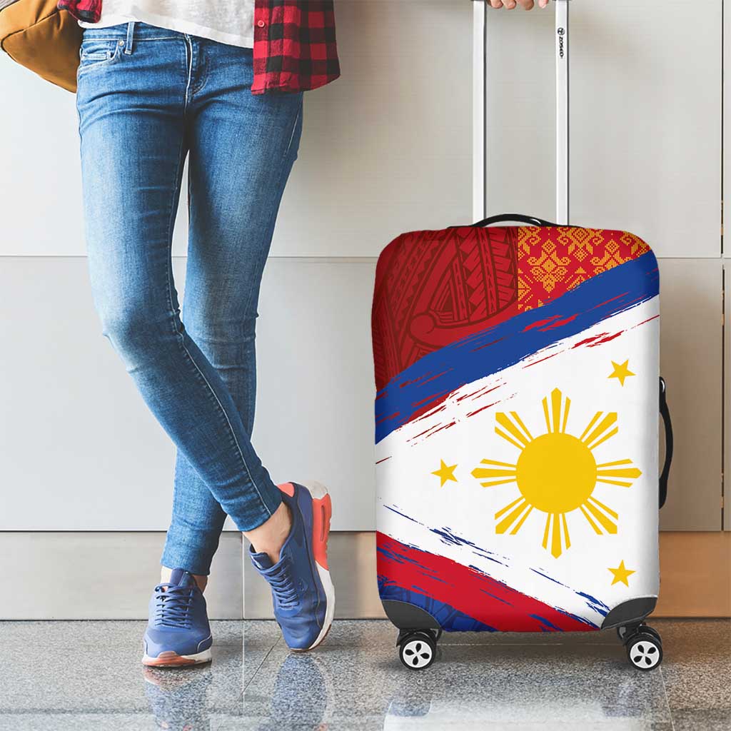 Philippines National Flag Day Luggage Cover Polynesian and Yakan Tattoo Brush Style LT03