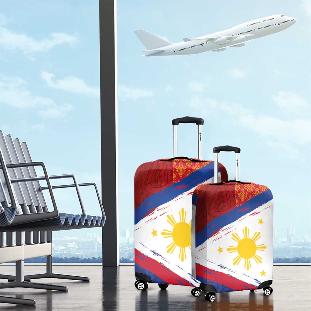 Philippines National Flag Day Luggage Cover Polynesian and Yakan Tattoo Brush Style LT03