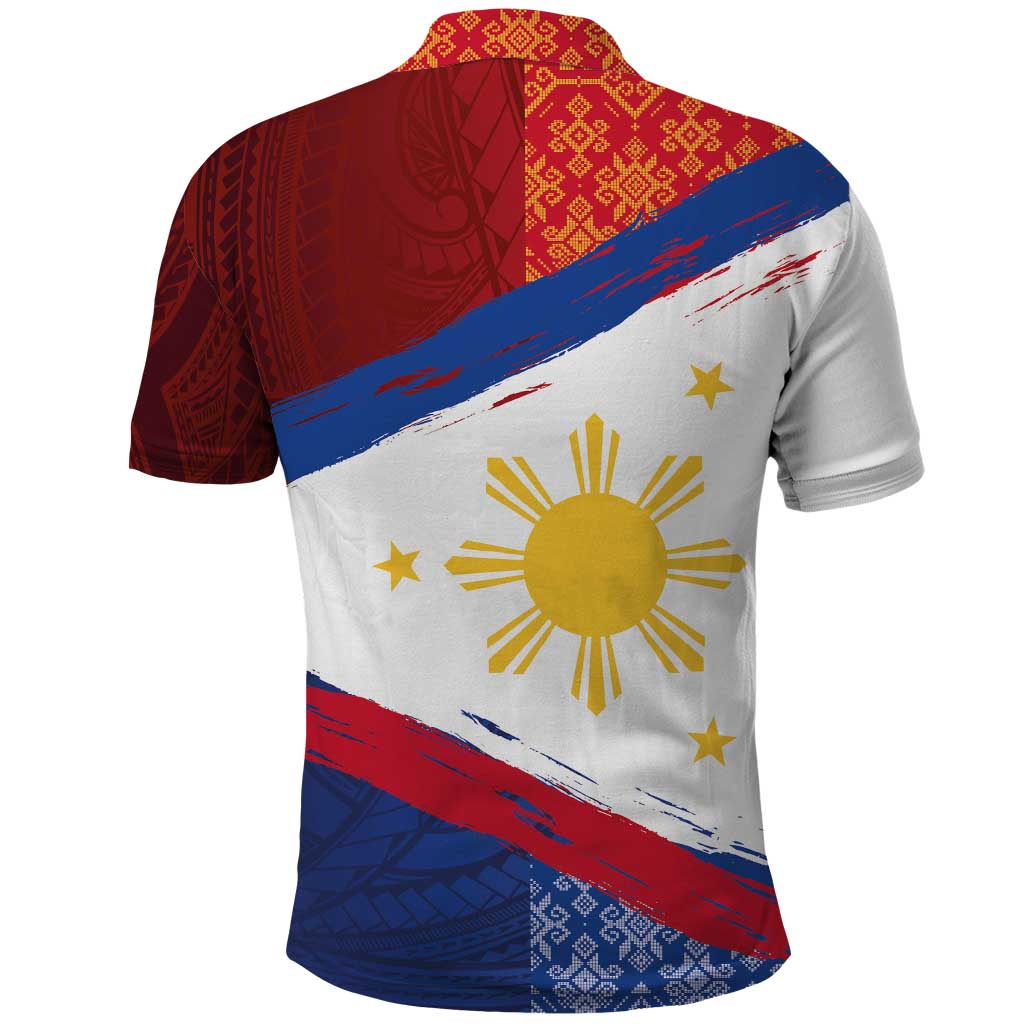Philippines National Flag Day Polo Shirt Polynesian and Yakan Tattoo Brush Style LT03
