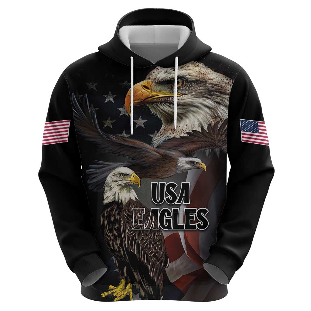 American Eagles Hoodie United States Flag Vintage Style LT03