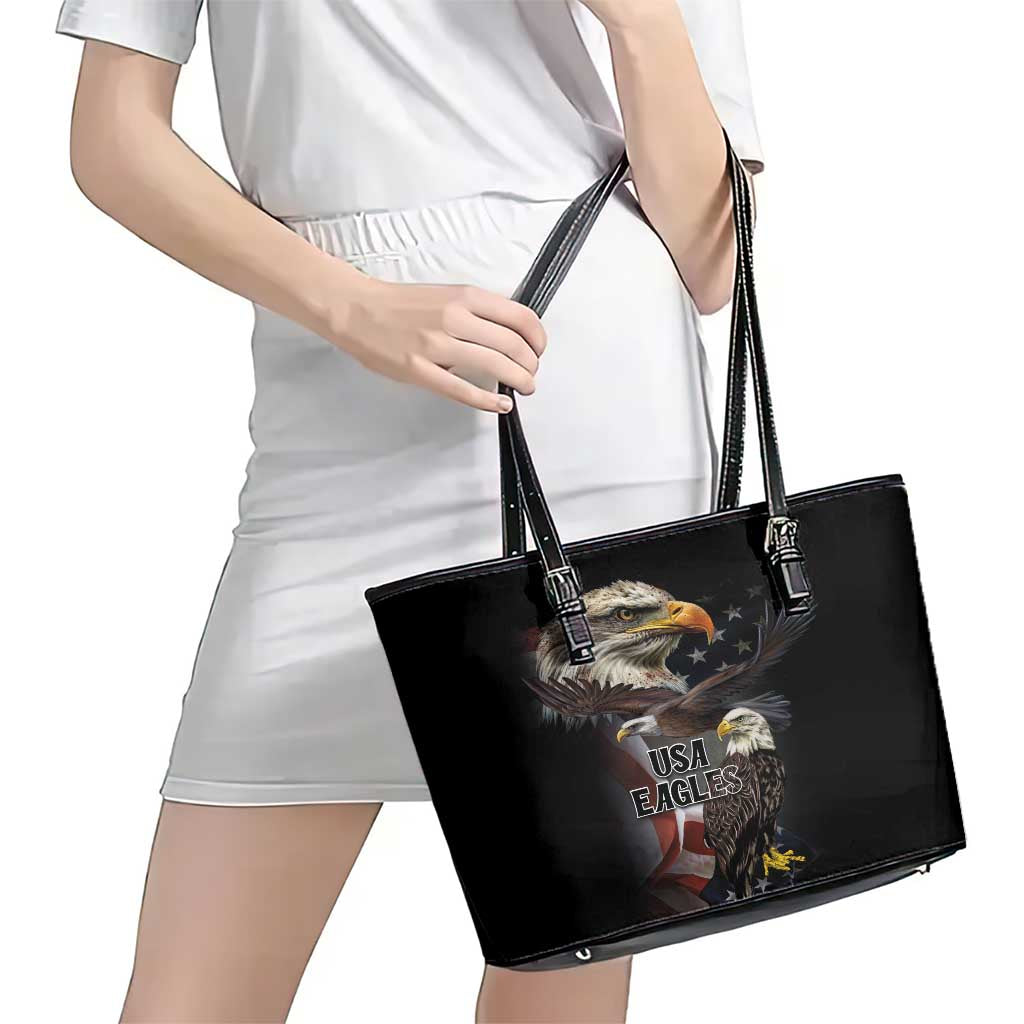 American Eagles Leather Tote Bag United States Flag Vintage Style LT03