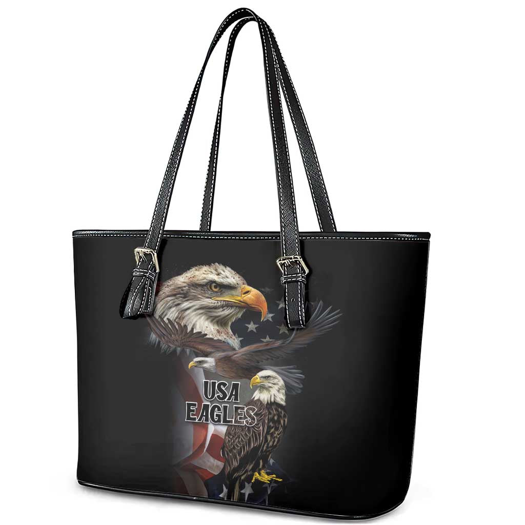 American Eagles Leather Tote Bag United States Flag Vintage Style LT03