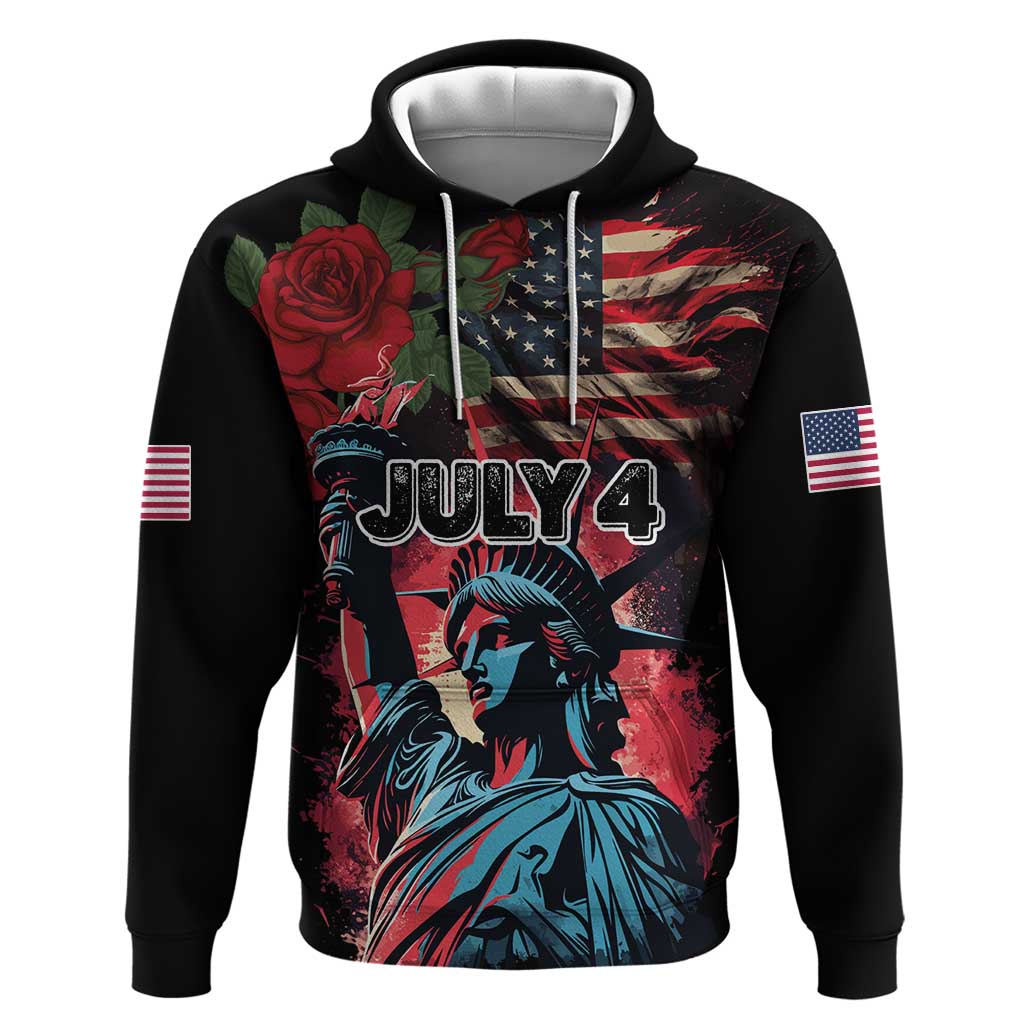 United States Independence Day Hoodie The 4th of July Statue of Liberty Retro Style LT03
