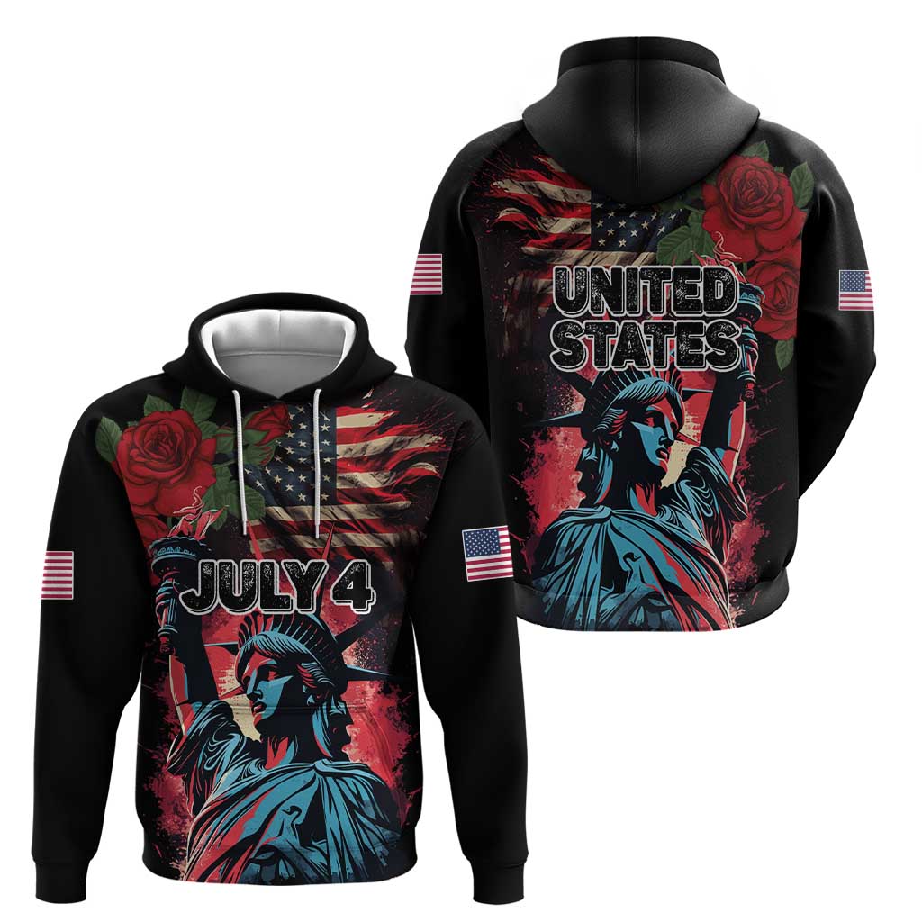 United States Independence Day Hoodie The 4th of July Statue of Liberty Retro Style LT03