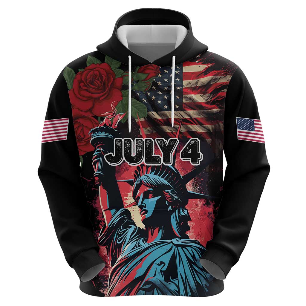 United States Independence Day Hoodie The 4th of July Statue of Liberty Retro Style LT03